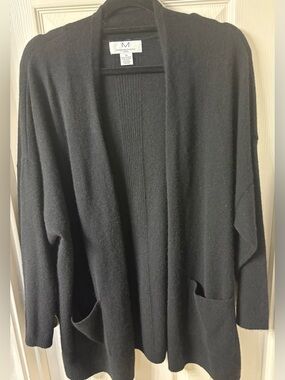BLACK CASHMERE OPEN SWEATER by Magaschoni-cheap -see sm holelast pic